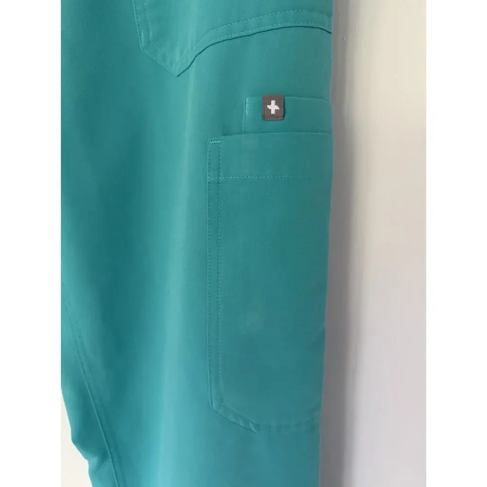 FIGS Cairo Scrub Pants XL Tall Technical Collection Teal Cargo Stretch Medical